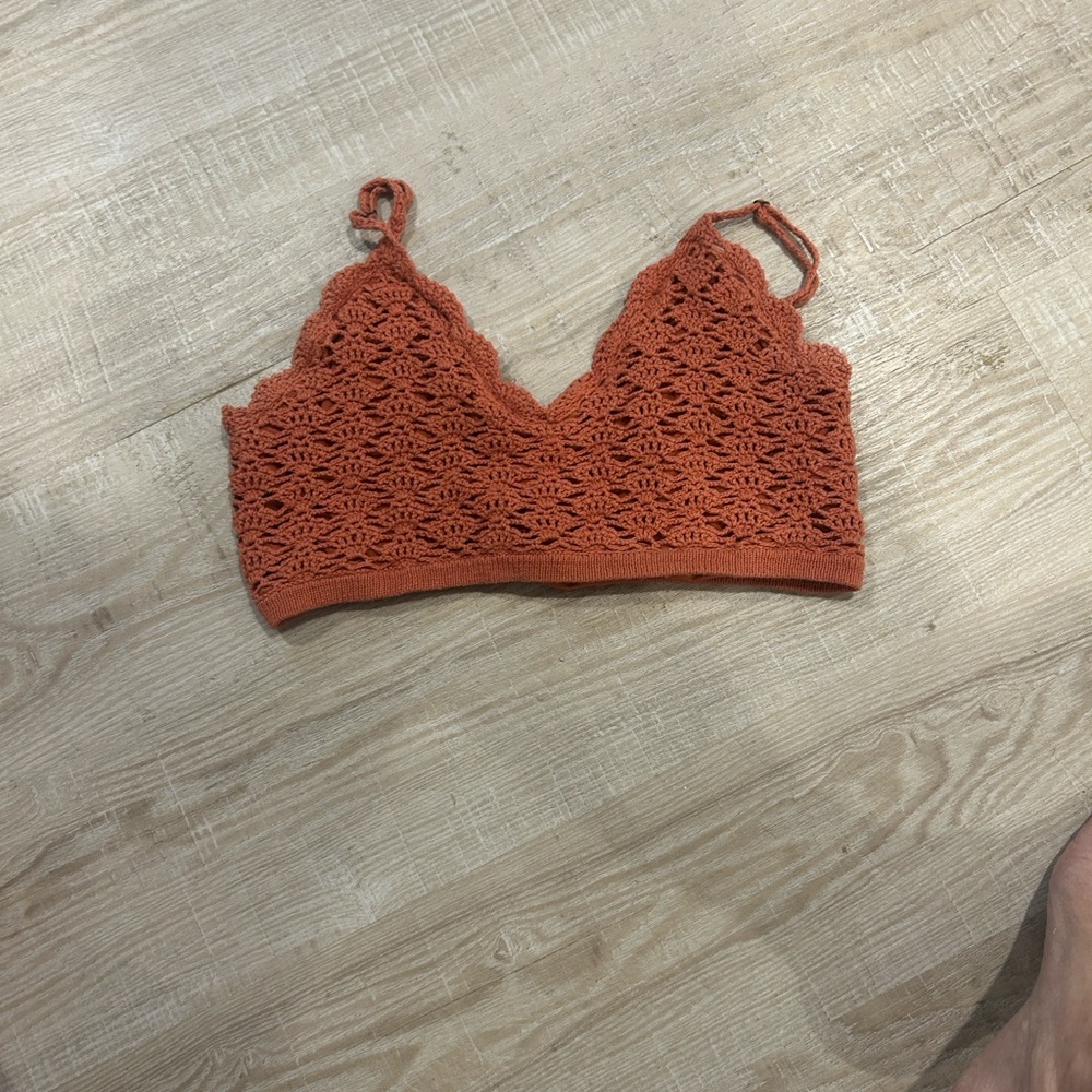 Forever 21 Terracotta Crochet Lace Crop Top